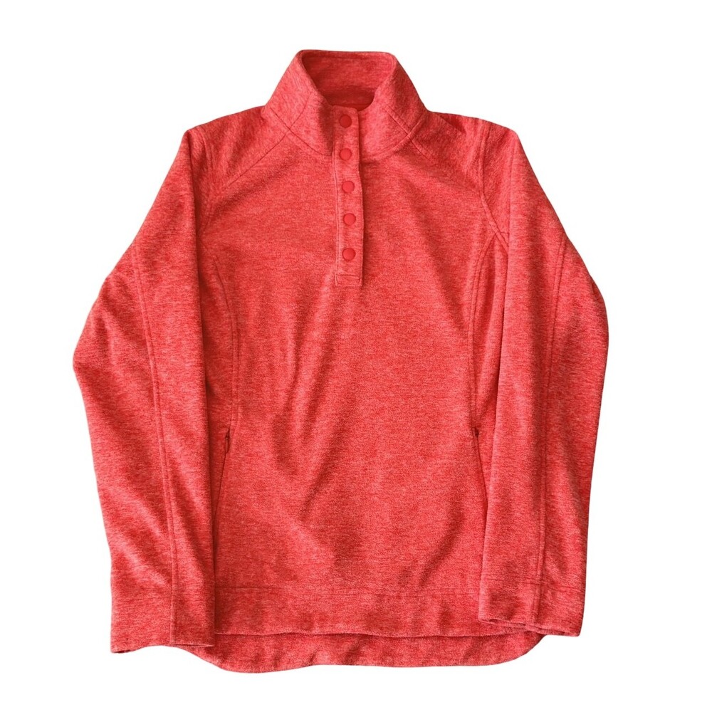 Duluth Trading Co. Women's Red 1/4 Snap Pullover Top Size S Thumbholes